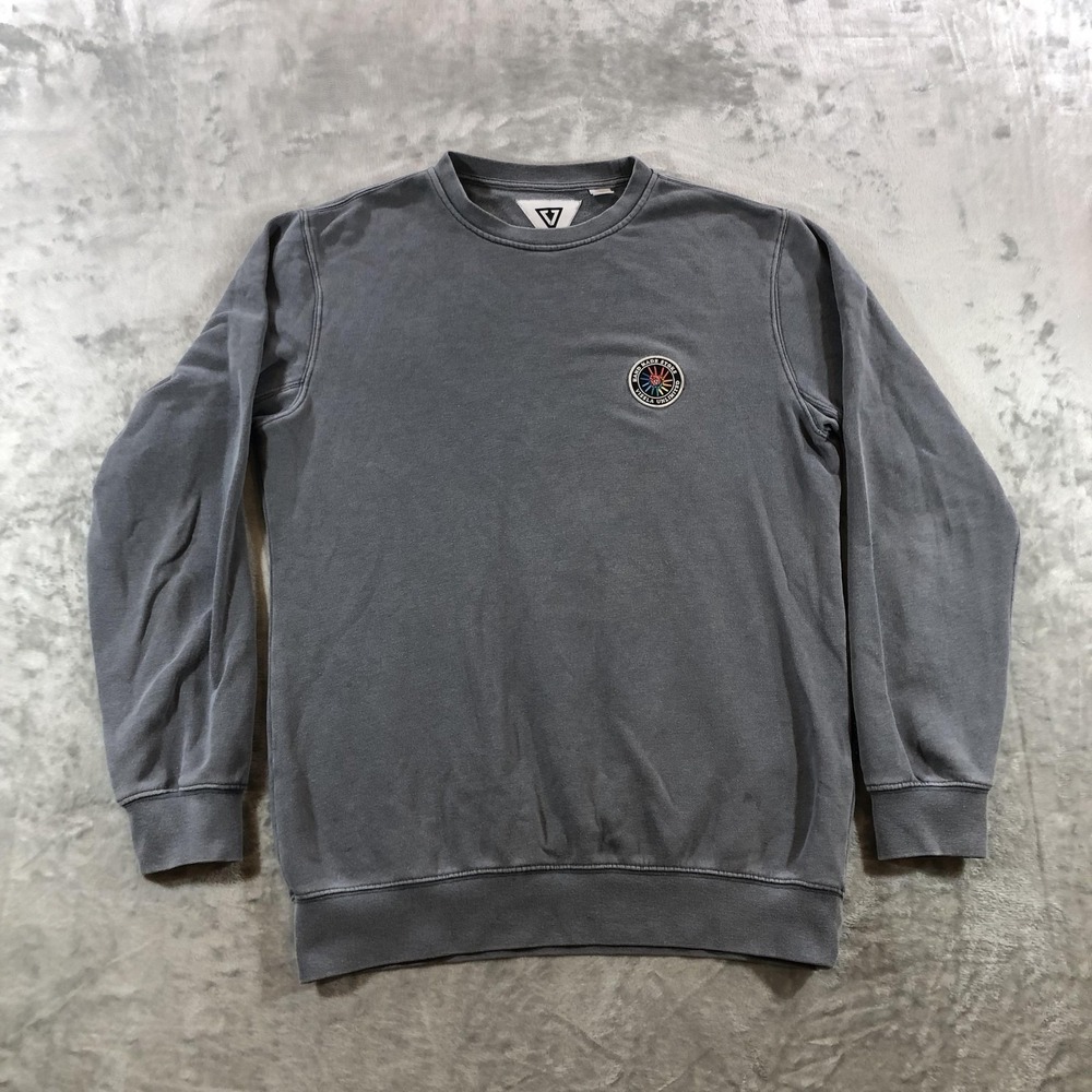 Vissla Sweatshirt Mens Medium Gray Hand Made Stoke Patch Fleece Crewneck